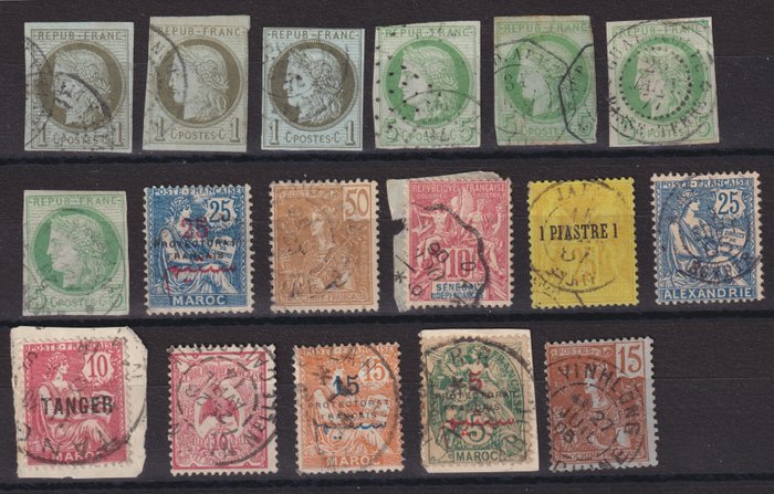 Francja - Kolonie (ogólne kwestie) 1871/1910 - Zestaw znaczków z kolonii i emisji ogólnej, skasowany. Dobra jakość - Yvert