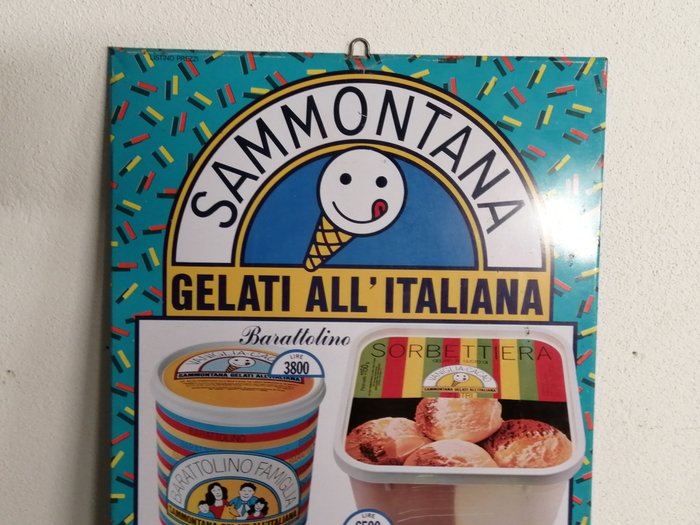 广告标牌 - 铝, “Sammontana” - 冰淇淋 - 丝网印刷 - 1985 年代