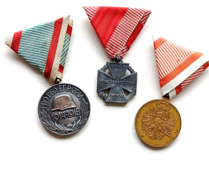 Reino Áustria-Hungria - Medalha - 3 Austria -Hungaria Kingdom WW1 Medals - 1918