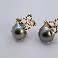 10x11mm Peacock Tahitian Pearl Drops – 0.02 – Oorbellen – 14 karaat Geel goud
