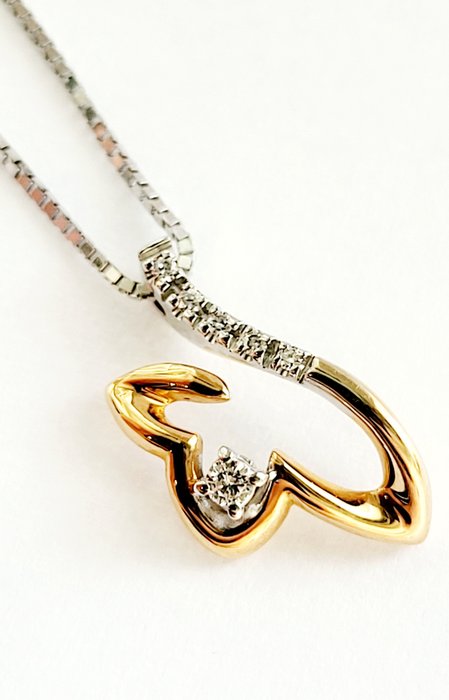 D&D - Halsband med hänge Roséguld, Vittguld Diamant - Diamant 