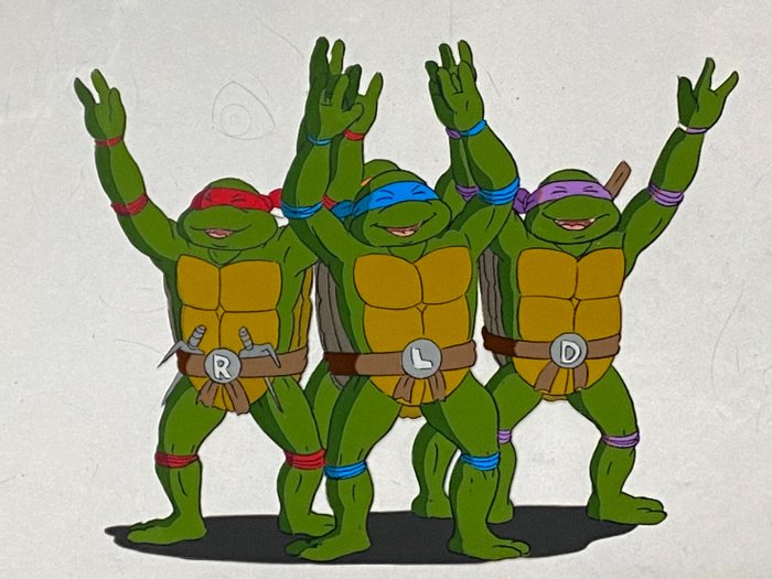 Teenage Mutant Ninja Turtles (Murakami-Wolf-Swenson, 1987-1996) - 1 Original-Animationszelle und Zeichnung