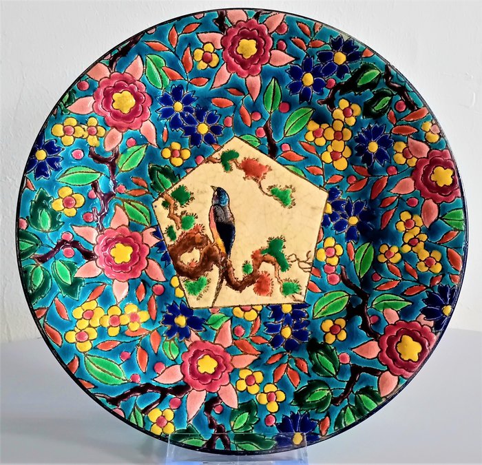 Longwy André Masson - Teller - Décor floral japonisant - Keramik