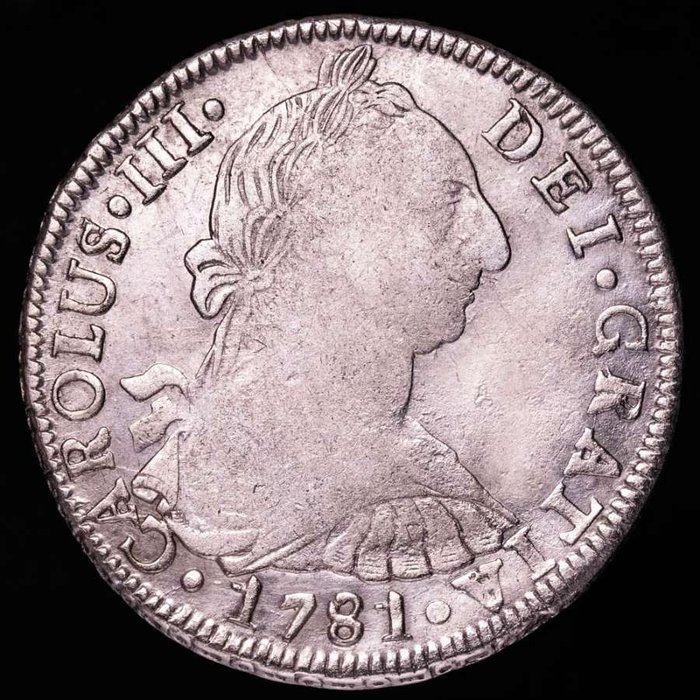 西班牙. Carlos III (1759-1788). 8 Reales Acuñados en la ceca de Potosí, 1780. Ensayador P·R.