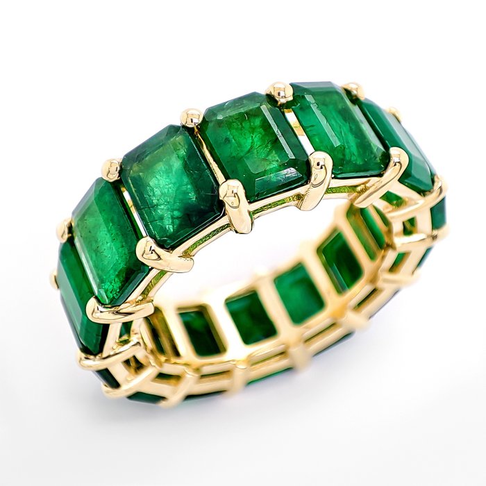 Ohne Mindestpreis - 14.14 Carat Natural Emerald Ring - Gelbgold 