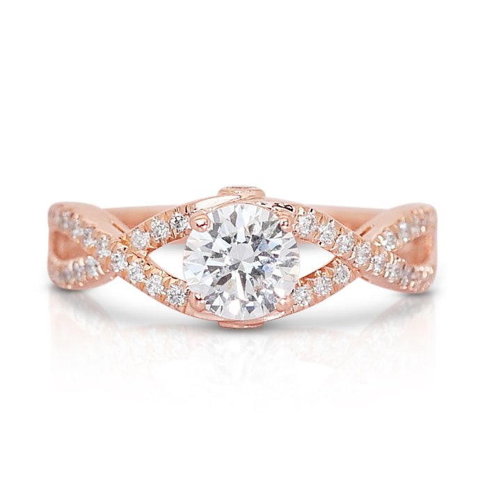 - 0.91 Total carat Weight Diamonds - - Anello Oro rosa Diamante  (Naturale) - Diamante 