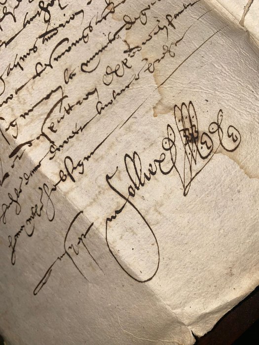 Sollier(?) - Document manuscrit francais calligraphie ancient documents calligraphy ( XVI century ? ) - 1590