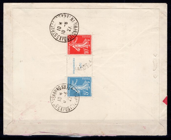Frankrike 1927 - Blokk for utstillingen Strasbourg på rekommandert brev - Michel Block 2