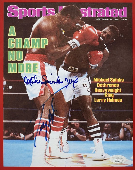 Boxe - Michael Spinks et Larry Holmes - Photograph, Handtekening met COA van JSA 
