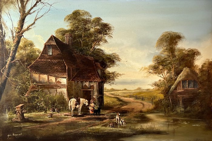 John Horsewell (1934) - A rural scene with dogs and figures