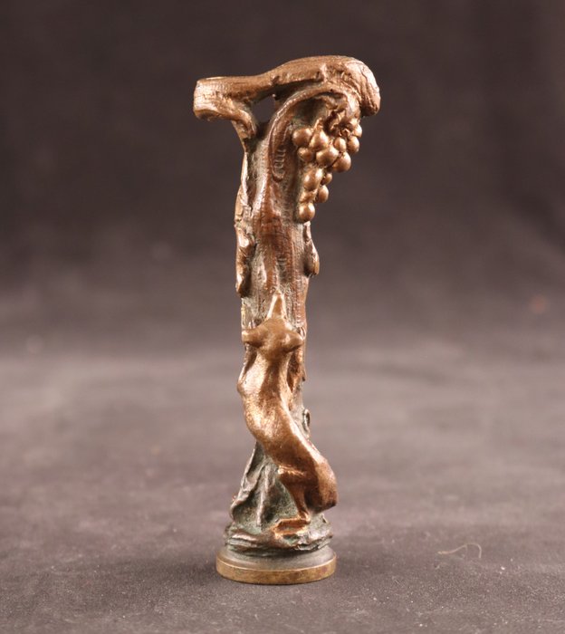 Lakzegel - Skulptur, Vos in struik - 10 cm - Brons