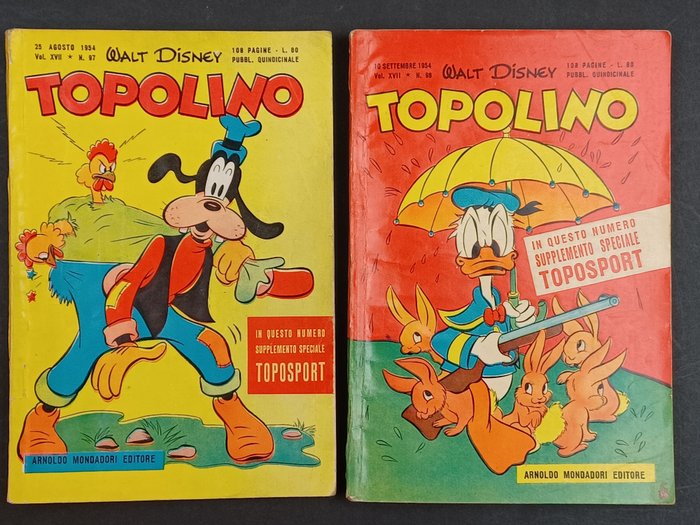 Topolino Libretto nn. 97, 98 - 2 Comic - Första upplagan - 1954