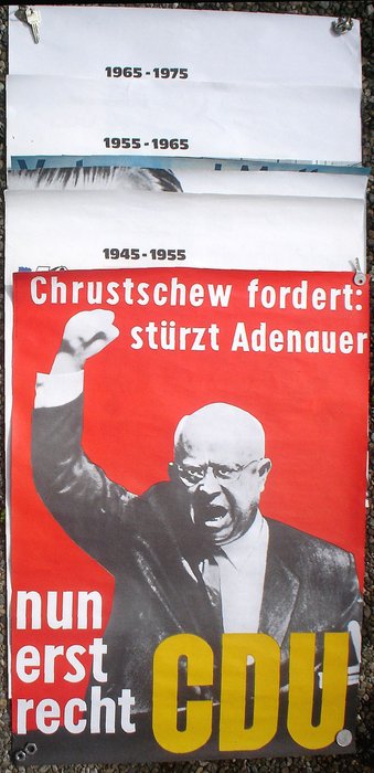 unknown - 6 x CDU Propaganda Wahl Poster, Crustchew, Adenauer (Faksimile Signatur) ect. - Lata 60.