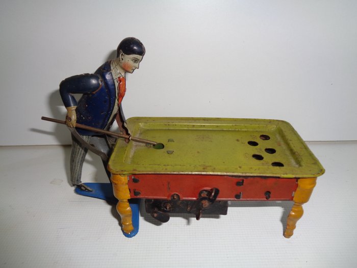 Kico - Blechspielzeug mit Aufziehwerk Billardspieler am Pooltisch - 1920-1929 - Deutschland