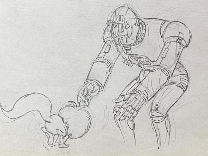 Captain Future (1978-1979) - 2 Alkuperäinen Gragin animaatiopiirros, erittäin harvinainen! - 2 piirustuksen sarja