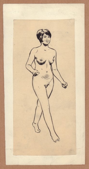 Cuvelier, Paul - 1 Original drawing - Érotique - Femme qui marche