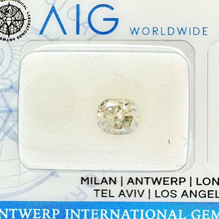 1 pcs 鑽石 - 0.97 ct - 枕形 - H(次於白色的有色鑽石) - SI3, No Reserve Price!