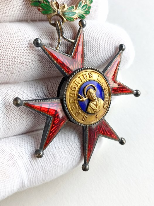 教廷 - 奖章 - Equestrian Order Of St. Gregory The Great For Civil Merit, Commander Cross 1918