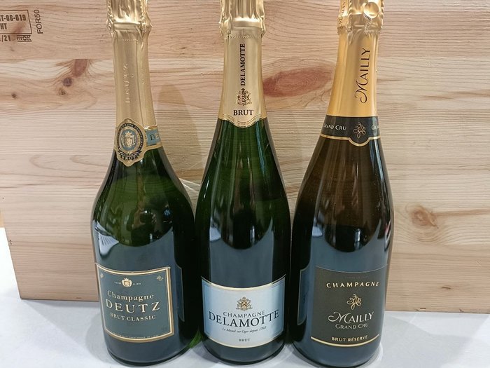 Delamotte, Deutz & Mailly - Champagne Brut - 3 Garrafas (0,75 L)