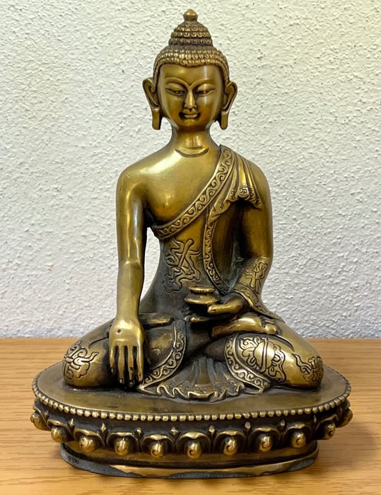 Antiker Bronze Shakyamuni Medizin Buddha 16,5 cm - Pronssi - Nepali