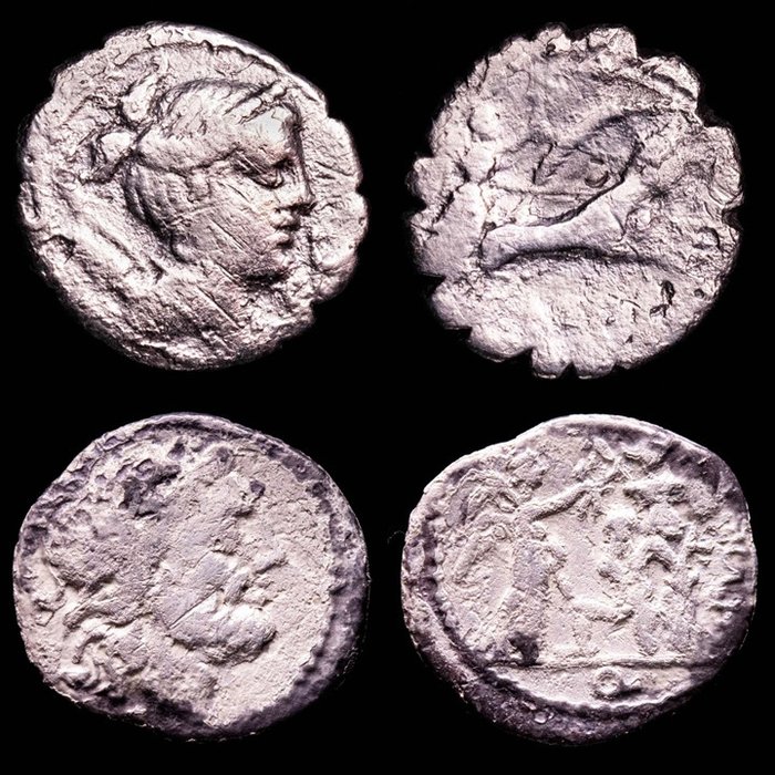 Romerska republiken. Ti. Claudius Nero & C. Egnatuleius C.f.. Denarius & Quinarius Minted in Rome  between 79-78 BC. & 97 BC,