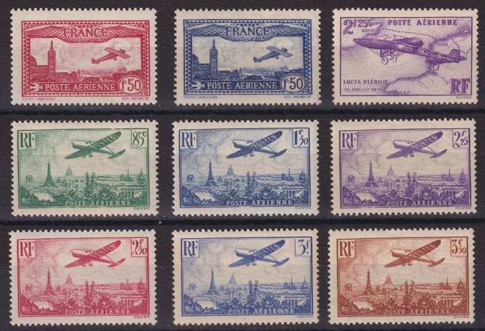 Frankreich 1930/1936 - Lot von PA ausgewählt zwischen Nr. 5 und Nr. 13, Neu** Hervorragend - Yvert