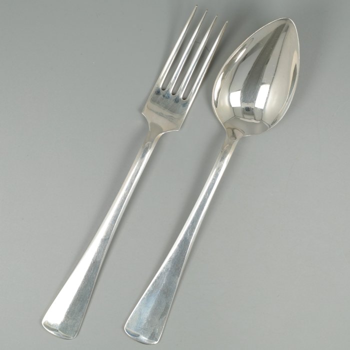 M.J. Gerritsen. "Haags Lofje" Dineerlepel & - Fork (2) - .999 silver