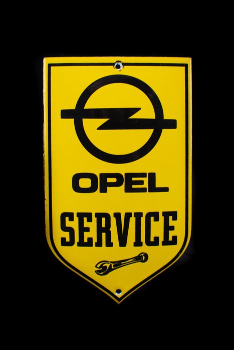 Sign - Opel - OPEL service; enamel sign