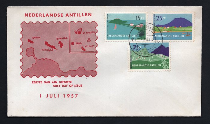 Nederländska Antillerna 1957 - Turism på Windwardöarna - Gratis frakt över hela världen - NVPH E2