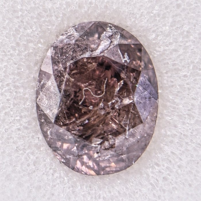 1 pcs Diamant - 0.75 ct - Oval - Natural Fancy Deep Grayish Pink - I3    **No Reserve Price**
