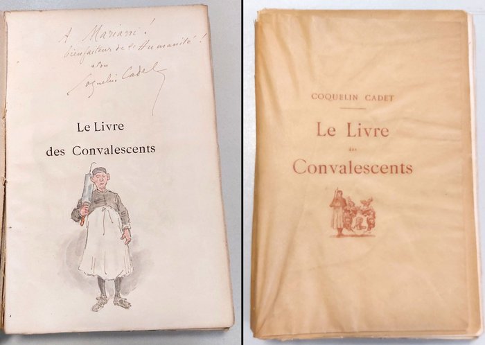 Signé; Coquelin Cadet / Henri Pille - Le Livre des convalescents [envoi autographe à Mariani avec aquarelle originale de Pille] - 1885