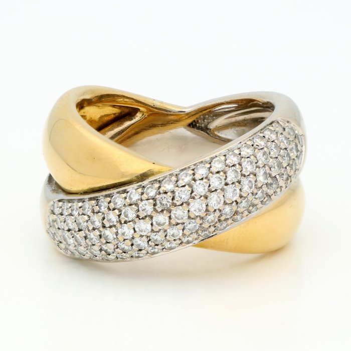 Δαχτυλίδι Κίτρινο χρυσό, Λευκός χρυσός Διαμάντι  (Φυσικό) 