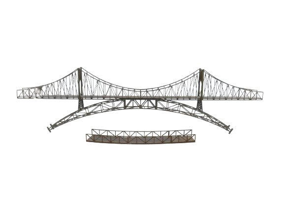 Spoorbrug H0 - Machetă piese pod de tren (1) - Pod feroviar cu o singură cale și pod cu ferme curbe