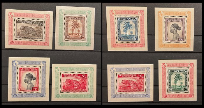 比属刚果 1943 - 万国邮联块 - 全系列 - OBP BL3A/10A