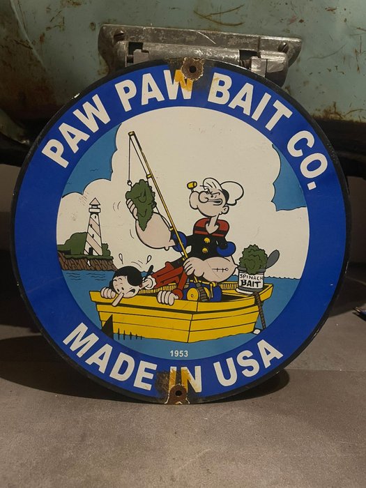 Paw Paw Bait Co. - 琺瑯標誌牌 (1) - 瑪瑙