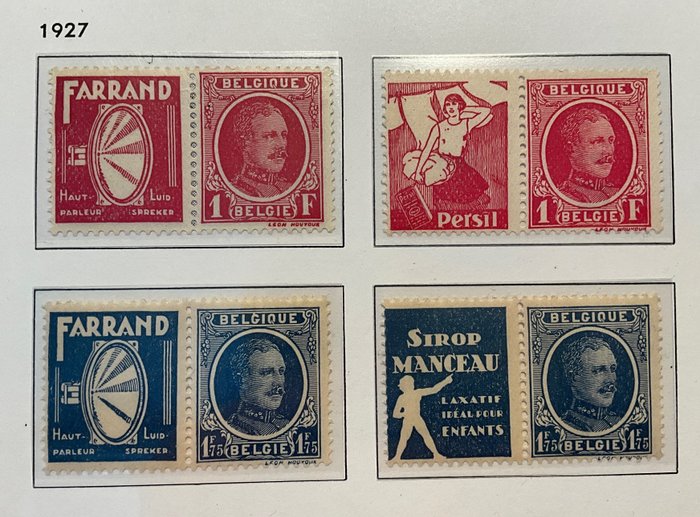 Belgia 1930/1978 - Colecție de timbre publicitare - pe foi DAVO - POSTFRIS - PU