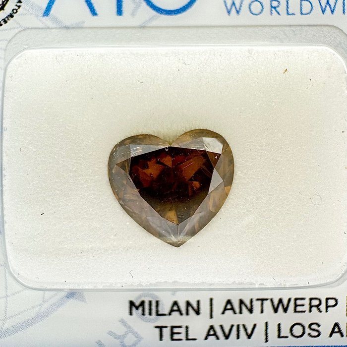 1 pcs Diamant - 2.17 ct - Hjerte - fancy deep yellowish brown - SI2, No reserve price!