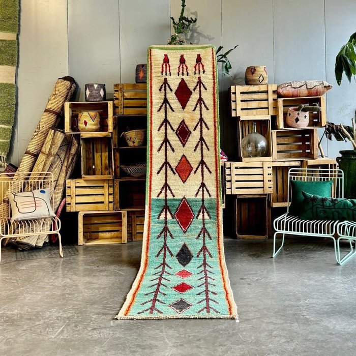 Hagyományos marokkói futógyapjú szőnyeg - folyosói szőnyeg - Szőnyeg - 340 cm - 75 cm