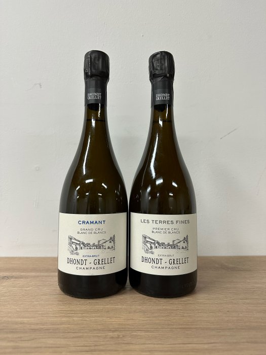 Dhondt-Grellet: Cramant Grand Cru Extra Brut & Les Terres Fines' - Borgoña Blanc de Blancs - 2 Botellas (0,75 L)