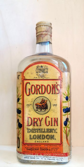 Gordon's - London Dry Gin - Spring Cap  - b. década de 1950 - 75cl