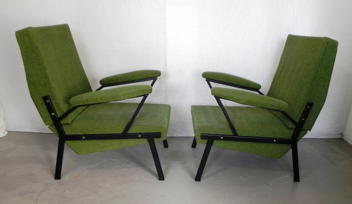 Armchair - Metal, Textiles, Pair of armchairs, 1960s.
