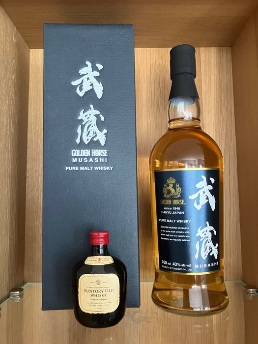 Golden Horse Musahi & Suntory Old Whisky mini  - 50ml, 700ml - 2 bottles