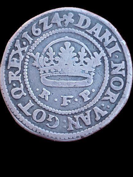 Dania. Christian IV (1588-1648). ½ "Dicke" Krone 1624  (Bez ceny minimalnej
)