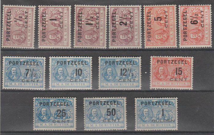 Países Bajos 1907 - Sellos postales de Ruyter - NVPH P31/P43