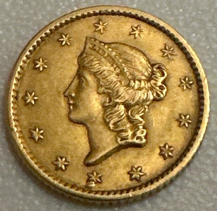 美国. Gold $1 Dollar 1852