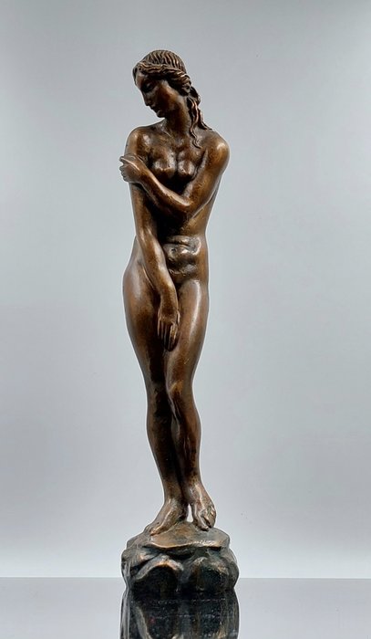 Jaroslav Horejc (1886-1983) - sculptuur, Staande naakte dame - 35.5 cm - Brons