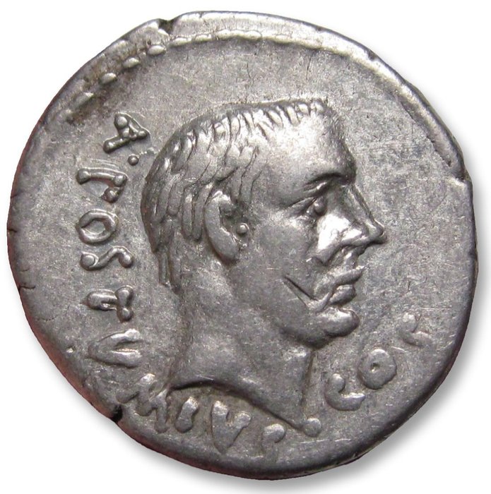 República Romana. Postumius Albinus Bruti f.. Denarius Rome mint 48 B.C.