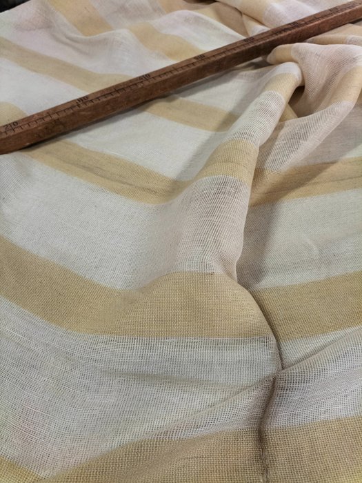 Fantastica canapa grezza vintage a righe gialle - Textiel - 430 cm - 140 cm