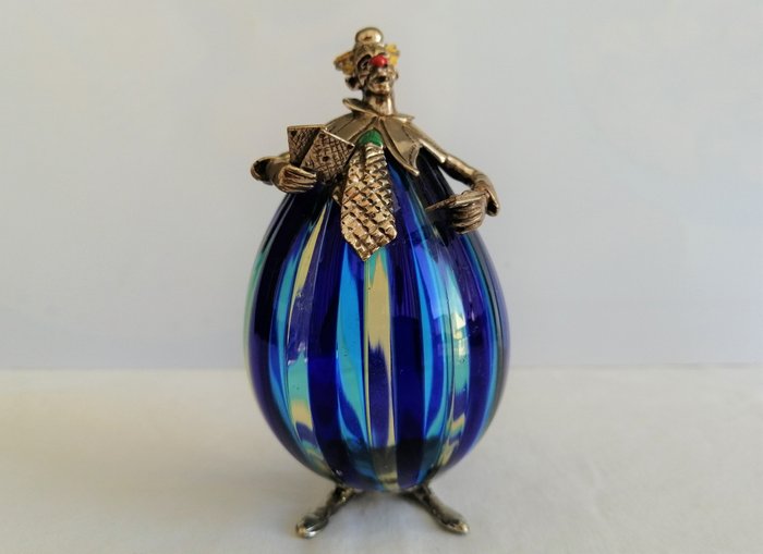 Miniaturfigur - Clown – 800er Silber – geblasenes Glas