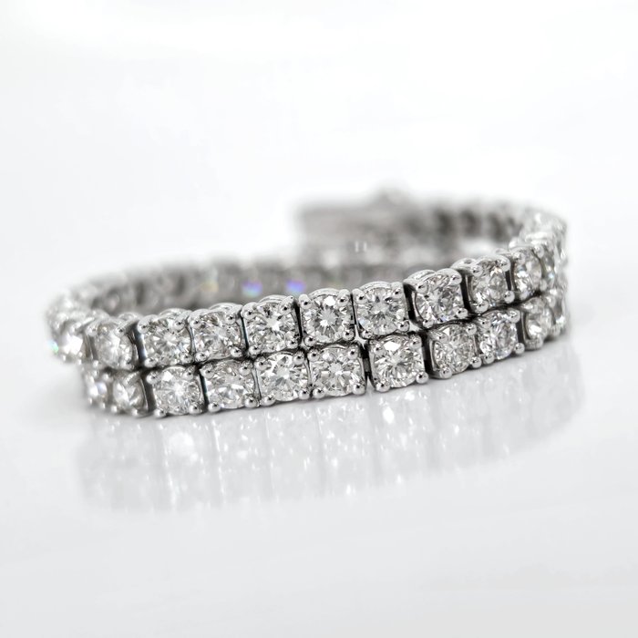 *no reserve* 5.05 ct F to I Diamond Designer Tennis Bracelet - 9.00 gr - 14 karaat Witgoud - Armband Diamant